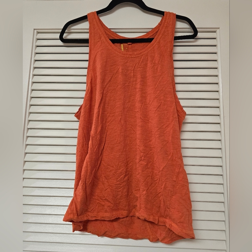 Zara - Basic Slub Orange Lightweight Sleeveless Workout Athletic Activewear Top